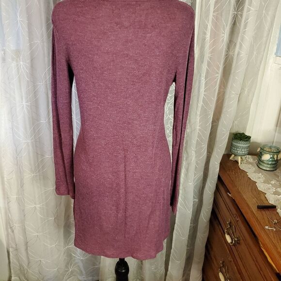 Simply Styled ribbed purple long sleeve high low hem tunic size large - Picture 3 of 6